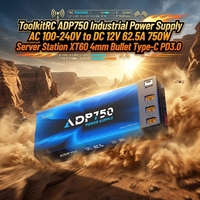 Alimentation industrielle ToolkitRC ADP750 AC 100-240V vers DC 12V 62.5A 750W pour serveur, avec connecteurs XT60 4mm et Type-C PD3.0