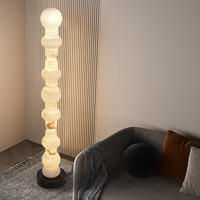 Lampe sur pied en albâtre naturel empilé de style moderne Wabi Sabi avec éclairage LED pour salon, chambre à coucher, hôtel