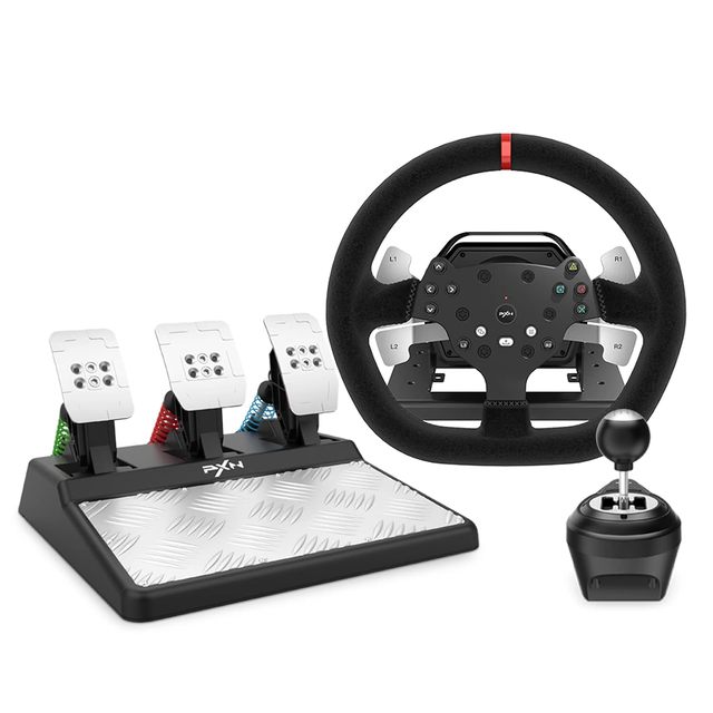 PXN V10 Force Feedback PC Racing Wheel, for Windows PC, PS4, Computer, Multi-Platform, Plug and Play