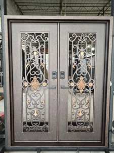 Portes d'Entrée Principales Doubles de Luxe en Fer Forgé de Style Français pour Maison - Product Image 4