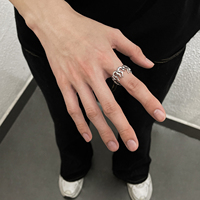 Bague VAF COOL Flamme Gothique en Acier Inoxydable, Bague Punk à Pointes de Feu, Bijou Alternatif Sombre pour Hommes et Femmes