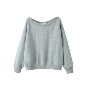 Happy Plus Women's Off Shoulder <b>Long</b> <b>Sleeve</b> Sweatshirt Plus Size Solid Color Cotton Knitted Casual Spring <b>Top</b> - Product Image 2