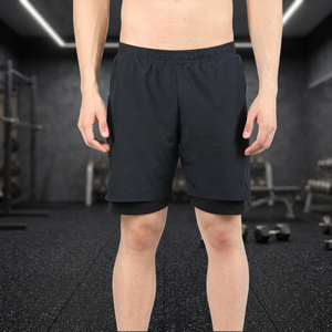 Pantalones Cortos Deportivos de Cintura Alta para Hombre, Tejido Transpirable y de Secado Rápido de Spandex/Poliéster, Cintura Elástica, para Correr y Entrenamientos en el Gimnasio - Product Image 1