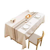 Nappe en coton et lin avec logo personnalisé, motif feuilles, infroissable, imperméable, anti-taches, pour table à manger