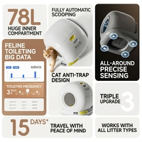 Bac à litière pour chat automatique intelligent contrôlé par application, grande capacité, contrôle des odeurs, construction durable en ABS et PP, design facile à nettoyer