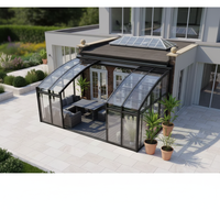 Aluminium-Legierung Ausziehbarer Wintergarten Glashaus Außen-Terrassenüberdachung Motorisiertes Dach Faltbarer Carport für Schwimmbad und Garten