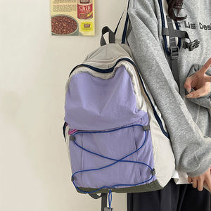 Custom Logo Casual Nylon <b>Drawstring</b> <b>Backpack</b> School Travel Hiking Pack Daypack Light Weight Camping Sports Bag Zipper for Women - Product Image 3