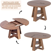 Table à manger ronde extensible en bois pour 4 à 8 personnes, mobilier moderne pour la maison avec feuilles amovibles, gain de place