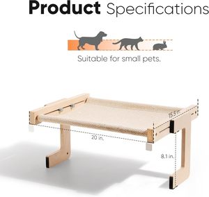 <span class=keywords><strong>FUKUMARU</strong></span> Repose-pieds pour chat 3-en-1 convertible en hamac, pour fenêtre, rebord de fenêtre, lit ou sol, robuste, en tissu de lin lavable et renforcé - Product Image 6