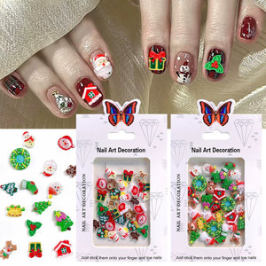 5-15mm 30 unids/bolsa accesorios de cuentas de resina de Navidad diseño de dibujos animados para árbol de Navidad muñeco de nieve Kawaii Santa 3D Nail Art Sticker - Product Image 2