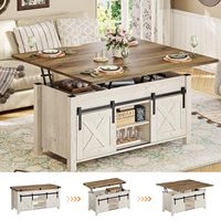 Table basse élévatrice 4 en 1 convertible multifonctionnelle avec rangement et compartiments cachés Table basse de ferme blanche
