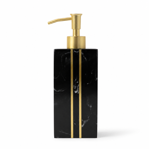 Luxury <b>Black</b> Polyresin <b>Bathroom</b> Set, Gold Inlay <b>Accessories</b> with Glossy Finish for <b>Modern</b> <b>Bathroom</b> - Product Image 3