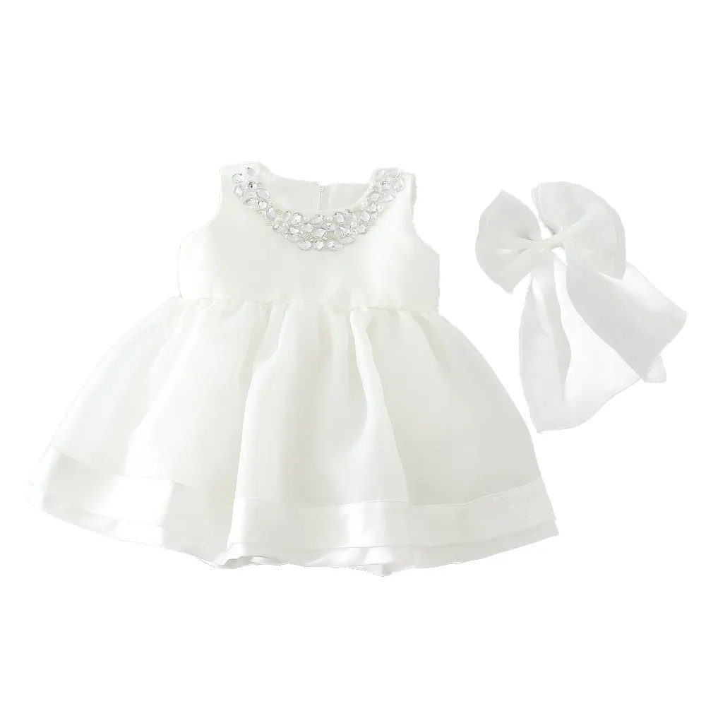 Robe de baptême pour fille, Style européen, fleur blanche, tulle, dentelle, vêtements de fête, robes de mariage