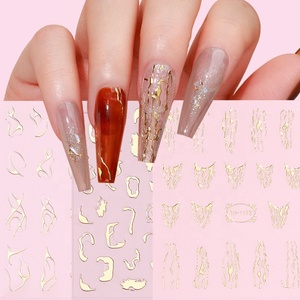 Autocollant holographique en gel pour ongles, décoration artistique en métal doré 3D, feuille d'or rose, autocollant personnalisé, adhésif pour ongles, salon professionnel - Product Image 1