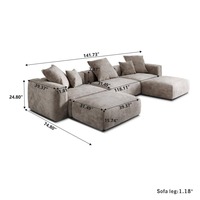 Ensemble de canapés modulaires nordiques en tissu en forme de L, mousse haute densité, respirant, confortable, durable, design moderne, meubles pour la maison