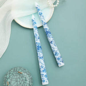 25cm <strong>Blue</strong> White Soybean Mixed Wax Cylindrical Candlestick Chinese Romantic Candlelight Dinner Wedding Festival <strong>Candle</strong> - Product Image 6