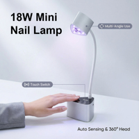 Lampe à ongles portable rechargeable à séchage rapide 18W, mini lampe de bureau sans fil à LED avec capteur automatique pour salon et usage domestique