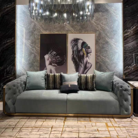 Canapé en cuir capitonné de style italien Furnistyle, design de luxe léger, pour projet de personnalisation, salons de villa, ensemble de canapés