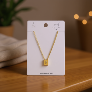 Angelina Pendant Necklace Gold Plated <b>Box</b> Chain <b>Letter</b> R Minimalist Unisex Everyday Wearing - Product Image 2