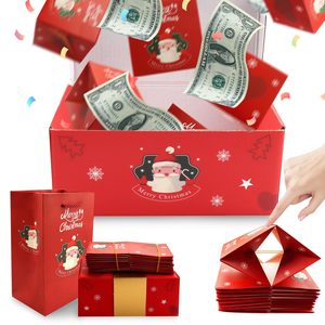 Caja de Regalo Navideña de Papel Rojo con Diseño de Santa Claus, Caja de Regalo Explosiva con Esponja para Fiestas Navideñas, Accesorios para Velas - Product Image 1