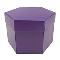Boîte surprise hexagonale violette haut de gamme personnalisable DIY, recyclable, pour collations, bijoux, boîte cadeau en carton rigide avec couvercle