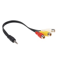 Adaptor Jack 3.5mm 4-Pole Male ke 3 RCA Female, Konverter Audio Video AV, Kabel Splitter