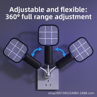Raquette anti-moustiques électrique USB avec lampe d'attraction, mini répulsif automatique deux-en-un pour usage domestique, portée 20 m²