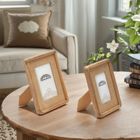Style classique canne cadre Photo MDF canne manguier bois verre affichage bureau/mur tissage en bois Art rotin cadre Photo