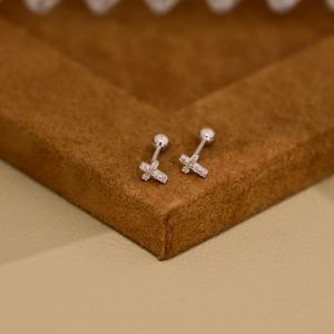 Xinfly Fine Pierce Jewelry Y2k 18k Real Gold Screw <b>Back</b> Cross Pave Diamond Stud <b>Earrings</b> - Product Image 2
