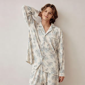Custom <b>Men</b> Printed <b>Pajamas</b> <b>Set</b> Bamboo Fiber Sleepwear Soft Breathable Nightwear Wholesale Manufacturer OEM ODM Designer Clothes - Product Image 1