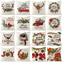 Housse de Coussin de Canapé "Deer Navidad" à Carreaux Rouges et Noirs, Housse de Coussin de Noël en Sac OPP, Décoration de Noël pour la Maison, Vente en Gros et Personnalisation de Noël