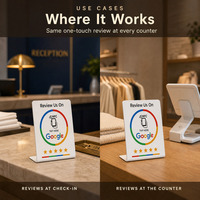 Carte de revue NFC et plaque acrylique avec code QR pour la collecte d'opinions clients des restaurants – Présentoir de comptoir