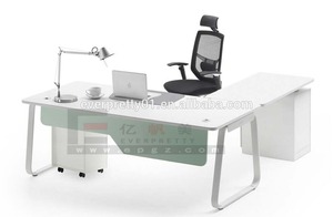 Escuela Muebles de oficina en forma de L Excelente gestión Escritorio de madera Mesa ordenada para gerente con cajón y gabinete - Product Image 4