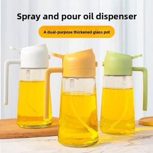 ขวดสเปรย์และขวดเทน้ำมันมะกอกแก้วสีดำ 2-in-1 ขนาด 470 มล. แบบเติมได้ สำหรับใช้ในบ้านและร้านอาหาร - Product Image 2