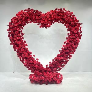 Phông nền đám cưới 8FT Merry Me, trang trí vòm hoa nhân tạo hình trái tim màu đỏ - Product Image 1