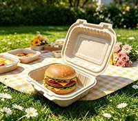 Scatola per Hamburger Biodegradabile in Fibra di Lolla di Riso, Confezione Usa e Getta Antigrasso per Burger, Vendita all'Ingrosso