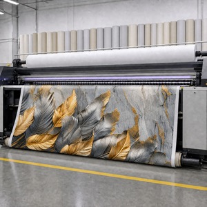 Peinture murale personnalisée en or et plumes, toile huilée, papier peint gris marbré, art métallique - Product Image 6