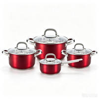 Ensemble de casseroles en acier inoxydable écologiques modernes, casserole, faitout, compatible induction, couvercle en verre, sans revêtement, passe au lave-vaisselle, pour la cuisine à domicile