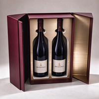 Boîte à vin double avec insert et séparateur en boîte rigide à couvercle rabattable et fermeture magnétique