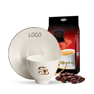 Personalisatie Porselein Keramisch Goud Velg Effen Wit Fijn Nieuw Bone China Espresso Koffie Thee Kopje Schotels Set