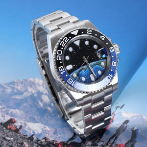 Montre automatique mécanique MINUTETIME Design NH35 Sub avec cadran Space Earth, mouvement en cristal de saphir, étanche 10 bars, en acier. - Product Image 1