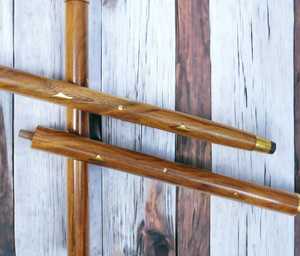 Bastón de Madera Hecho a Mano con Mango de Latón y Punta de Goma, Ligero, Estilo Antiguo, para Cuidado en el Hogar - Product Image 1
