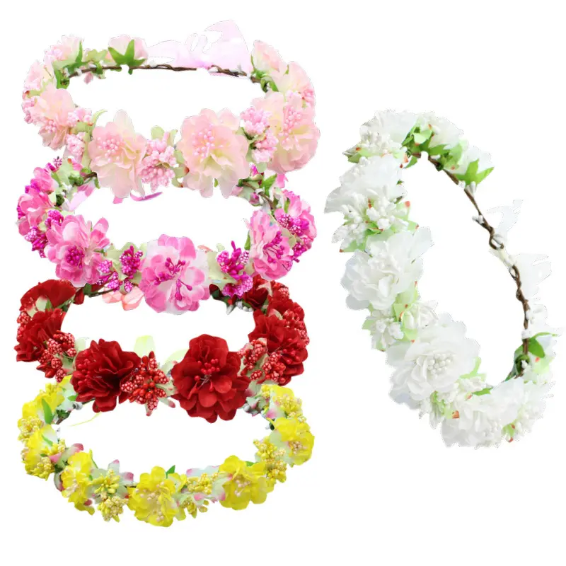 FW124 fashion Boho Crown flower wreath for hair Photo Props Floral Garland Headbands for sale Festival Beach Vacation