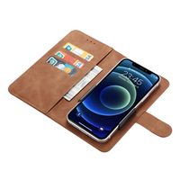 Étui Portefeuille Protecteur Magnétique Coulissant en Cuir Rétro Universel avec Clip Amovible Porte-Cartes de Crédit pour Smartphone