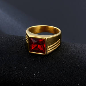 Anillo de Piedra Preciosa Rojo Rubí de Acero Inoxidable para Hombre, Estilo Audaz, <span class=keywords><strong>Valor</strong></span> Vibrante - Product Image 3