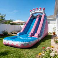 Toboggan aquatique gonflable en PVC sur le thème de la barbe à papa, écologique, pour enfants, usage commercial extérieur, 6 à 12 passagers