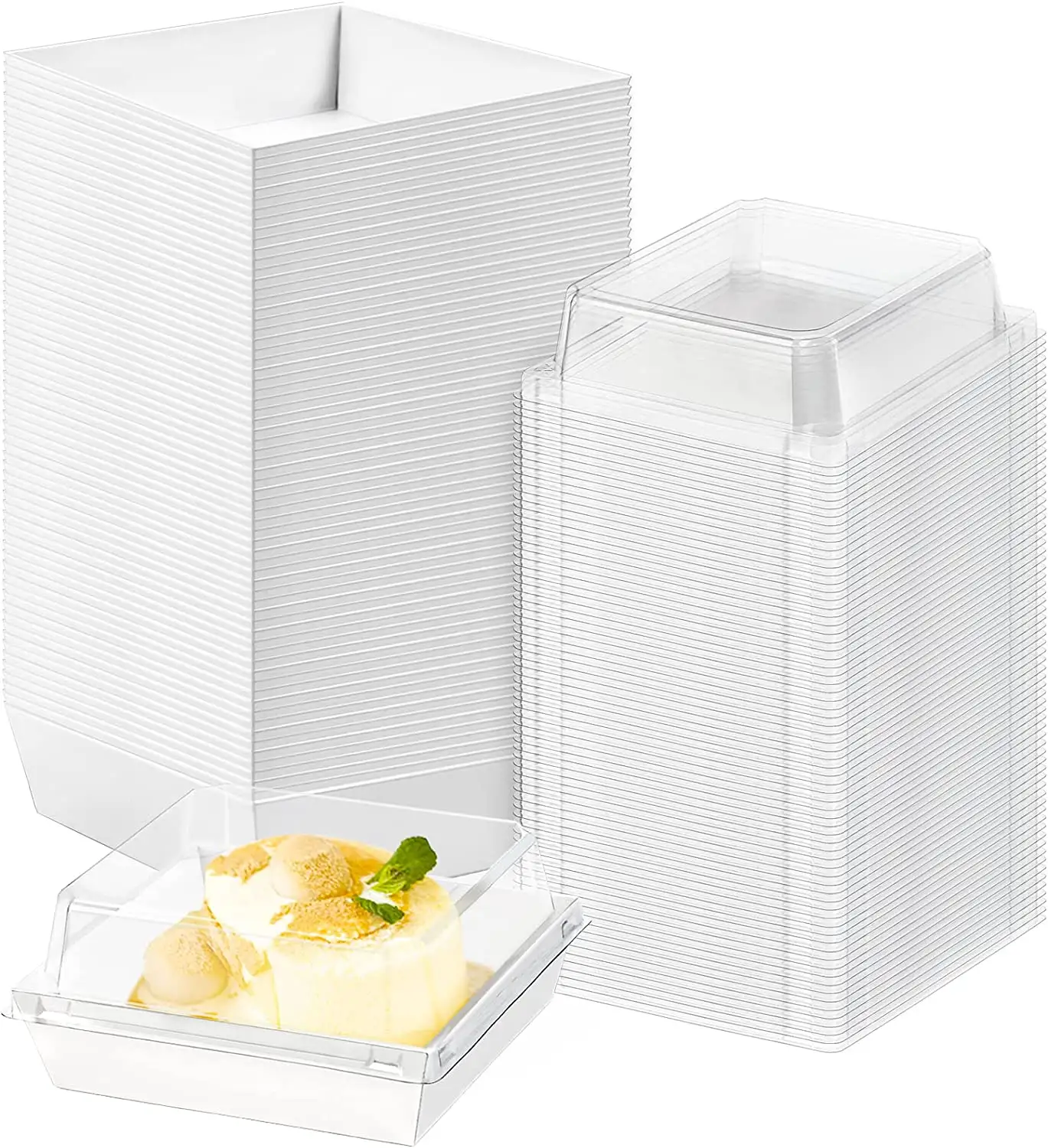 5 "Witte Vierkante Wegwerp Papieren Charcuterie Dozen Voedsel Containers Bakkerij Dozen Voor Cake Koekjes Sandwich