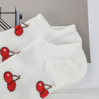 Chaussettes courtes en coton respirantes pour femme, motif cerise, coupe basse, tissées, pour printemps-été