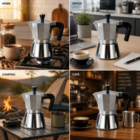 Cafetière italienne en acier inoxydable Kingze 150ml 300ml 450ml, compatible induction, pour expresso, logo personnalisé, cadeau promotionnel