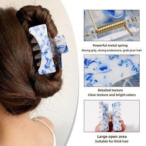 Pince à cheveux coréenne multicolore personnalisable avec logo, pour chignon, pince requin creuse et incurvée, accessoire capillaire pour femme - Product Image 3